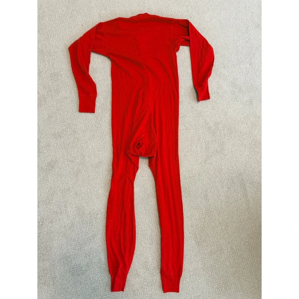 Carhartt Mens Medium Red Cotton Thermal Union Suit USA Made Vintage 8211